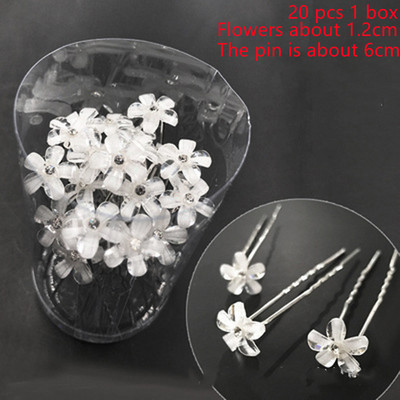 20 bucăți/set Noi femei, flori, ac de păr Stick de nuntă, cristal perlat, agrafă de păr în formă de U, accesorii de păr, comerț cu ridicata