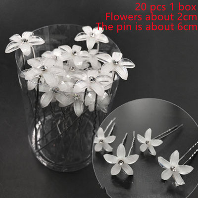 20 bucăți/set Noi femei, flori, ac de păr Stick de nuntă, cristal perlat, agrafă de păr în formă de U, accesorii de păr, comerț cu ridicata