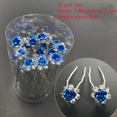 20 bucăți/set Noi femei, flori, ac de păr Stick de nuntă, cristal perlat, agrafă de păr în formă de U, accesorii de păr, comerț cu ridicata