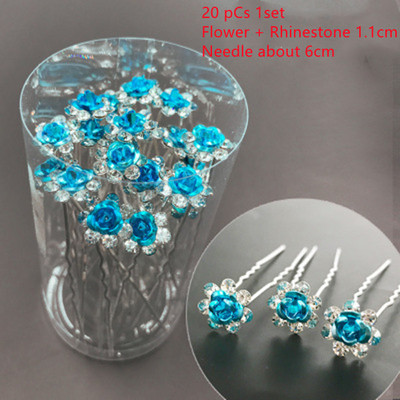 20 bucăți/set Noi femei, flori, ac de păr Stick de nuntă, cristal perlat, agrafă de păr în formă de U, accesorii de păr, comerț cu ridicata