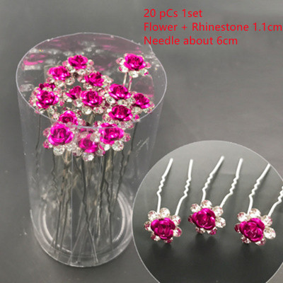 20 bucăți/set Noi femei, flori, ac de păr Stick de nuntă, cristal perlat, agrafă de păr în formă de U, accesorii de păr, comerț cu ridicata