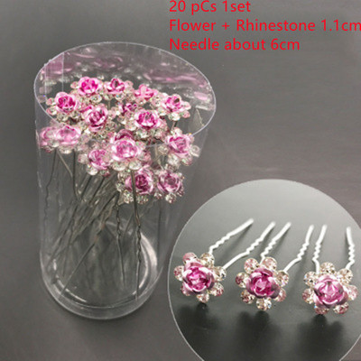 20 bucăți/set Noi femei, flori, ac de păr Stick de nuntă, cristal perlat, agrafă de păr în formă de U, accesorii de păr, comerț cu ridicata