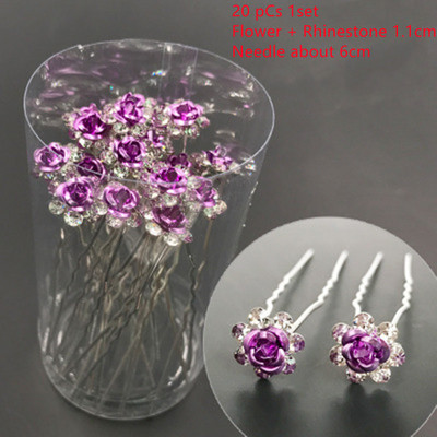 20 bucăți/set Noi femei, flori, ac de păr Stick de nuntă, cristal perlat, agrafă de păr în formă de U, accesorii de păr, comerț cu ridicata