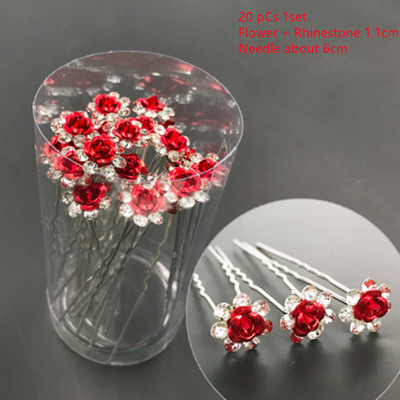 20 bucăți/set Noi femei, flori, ac de păr Stick de nuntă, cristal perlat, agrafă de păr în formă de U, accesorii de păr, comerț cu ridicata