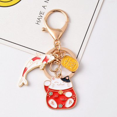 Akciós 1 db Japán Anime Lucky Cat Fortune kulcstartó kulcstartó autó női táska függőbűbáj 2021