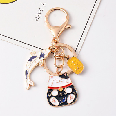 Akciós 1 db Japán Anime Lucky Cat Fortune kulcstartó kulcstartó autó női táska függőbűbáj 2021