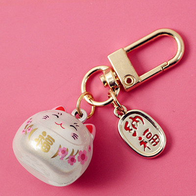 Akciós 1 db Japán Anime Lucky Cat Fortune kulcstartó kulcstartó autó női táska függőbűbáj 2021