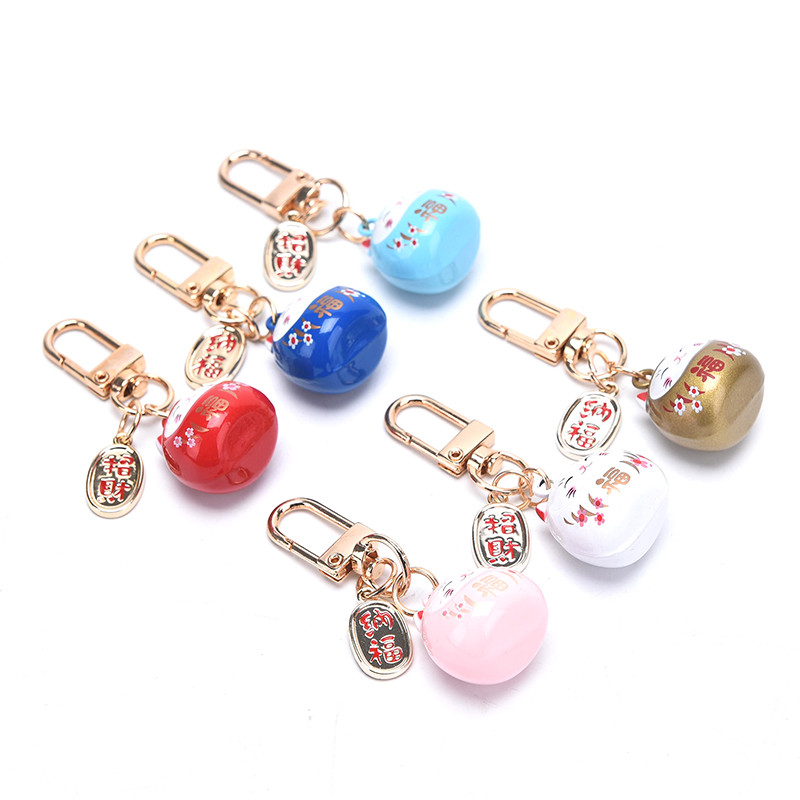 Akciós 1 db Japán Anime Lucky Cat Fortune kulcstartó kulcstartó autó női táska függőbűbáj 2021