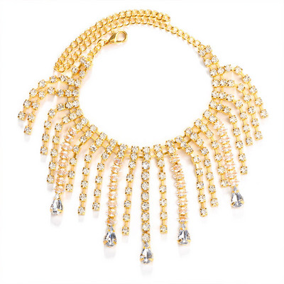 Stonefans Bohomian Strass ciucuri neregulat gleznă pentru femei farmec desculț toc înalt gleznă stratificată cristal bijuterii pentru picioare