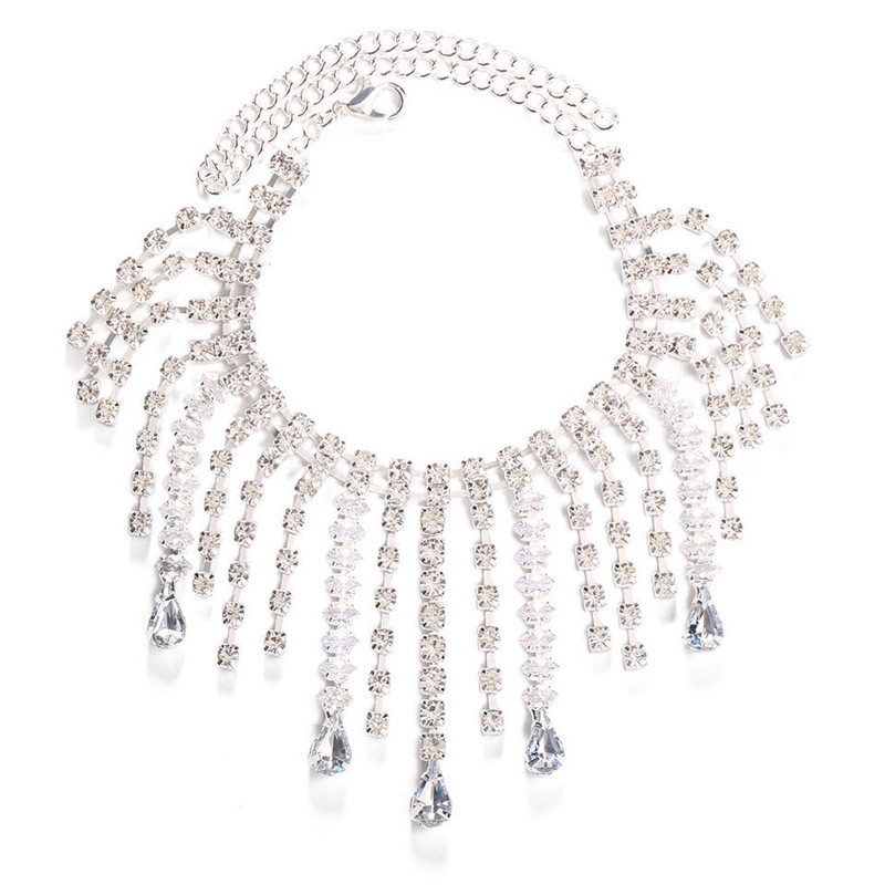 Stonefans Bohomian Strass ciucuri neregulat gleznă pentru femei farmec desculț toc înalt gleznă stratificată cristal bijuterii pentru picioare