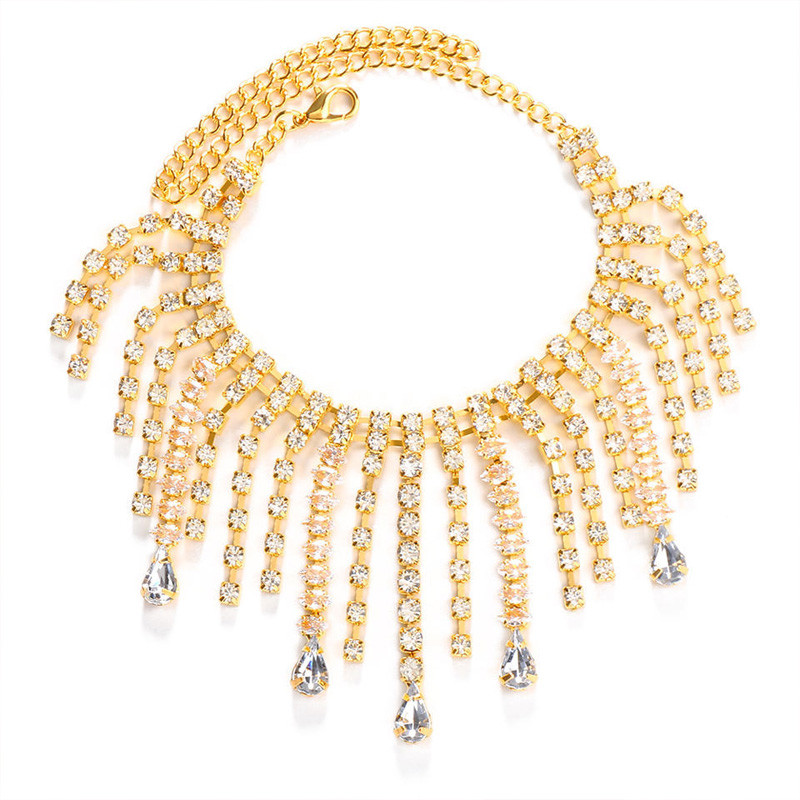 Stonefans Bohomian Strass ciucuri neregulat gleznă pentru femei farmec desculț toc înalt gleznă stratificată cristal bijuterii pentru picioare