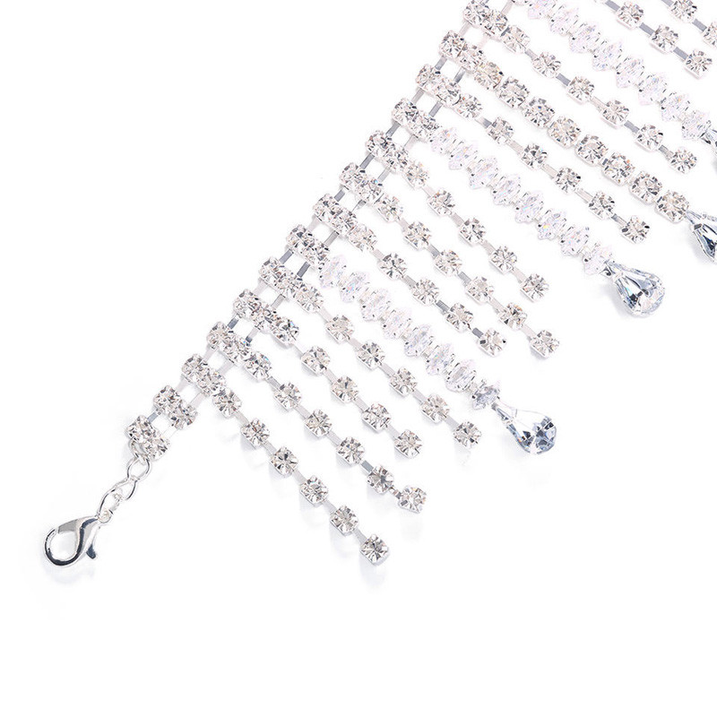 Stonefans Bohomian Strass ciucuri neregulat gleznă pentru femei farmec desculț toc înalt gleznă stratificată cristal bijuterii pentru picioare