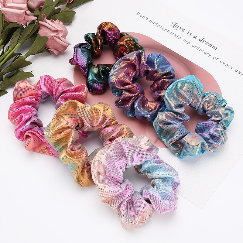 Doamnelor, colorate, culoare gradient, bucle mari de păr, versiunea coreeană, pânză moale, pentru fete, coadă de cal, banda elastică pentru păr, accesorii pentru păr