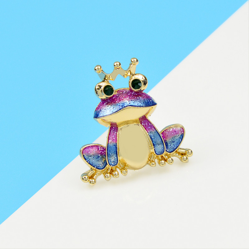 CINDY XIANG Gražios emalio dėvimos vainikinės varlės sagės moterims ir vyrams, 2 spalvų gyvūnų segtukas Galimi mieli maži aksesuarai