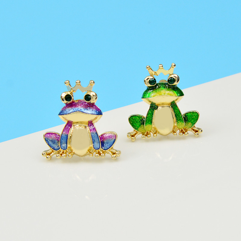 CINDY XIANG Gražios emalio dėvimos vainikinės varlės sagės moterims ir vyrams, 2 spalvų gyvūnų segtukas Galimi mieli maži aksesuarai