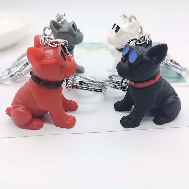 Hip Hop Bulldog Kulcstartó Napszemüveg Bulldog Kulcstartó Táska Medál Kreatív állat alakú díszek