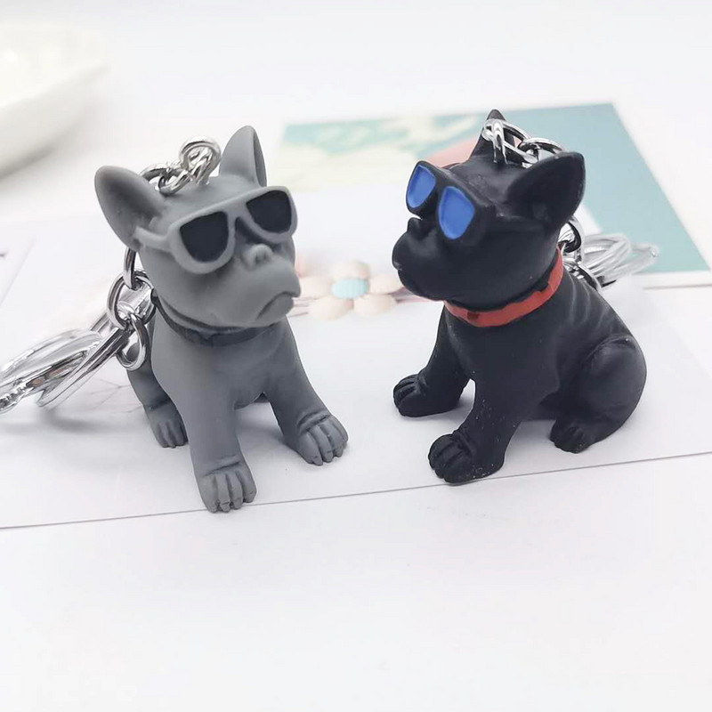 Hip Hop Bulldog Kulcstartó Napszemüveg Bulldog Kulcstartó Táska Medál Kreatív állat alakú díszek