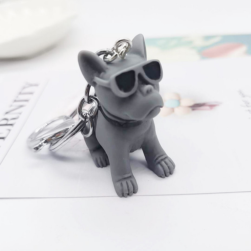 Hip Hop Bulldog Kulcstartó Napszemüveg Bulldog Kulcstartó Táska Medál Kreatív állat alakú díszek