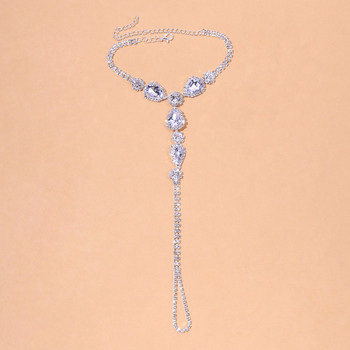 Stonefans Bohemian Crystal Finger Anklet Гривна Бижута за жени Summer Beach Rhinestone Крак Глезена Гривна Barefoot Chain