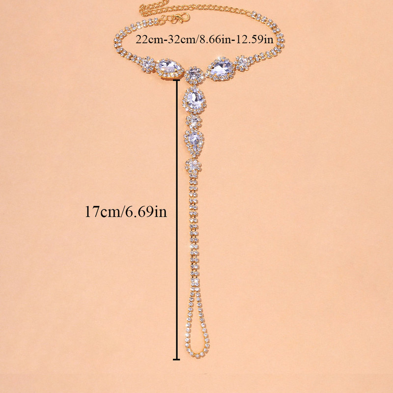 Stonefans Brățară de gleznă cu degete de cristal de boeme Bijuterii pentru femei Vară, plajă, cu stras, cu picior, gleznă, lanț desculț