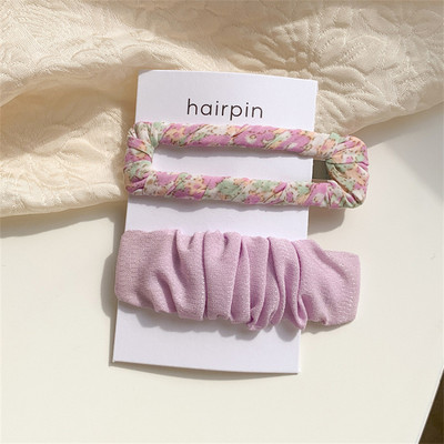 Set de agrafe de păr din șifon cu imprimeu floral pentru doamne coreene noi, set de agrafe de păr, cu geometrie acrilică, dulci pentru fete, clemă laterală pentru cap