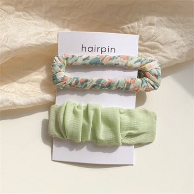 Set de agrafe de păr din șifon cu imprimeu floral pentru doamne coreene noi, set de agrafe de păr, cu geometrie acrilică, dulci pentru fete, clemă laterală pentru cap