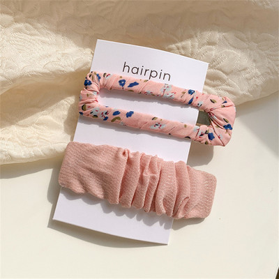 Set de agrafe de păr din șifon cu imprimeu floral pentru doamne coreene noi, set de agrafe de păr, cu geometrie acrilică, dulci pentru fete, clemă laterală pentru cap