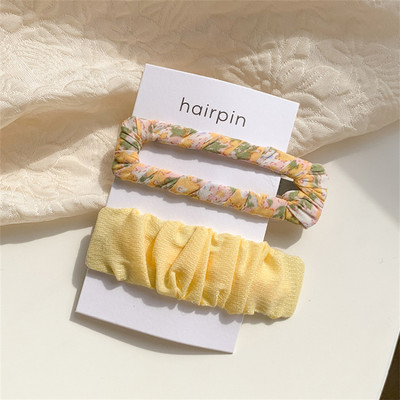 Set de agrafe de păr din șifon cu imprimeu floral pentru doamne coreene noi, set de agrafe de păr, cu geometrie acrilică, dulci pentru fete, clemă laterală pentru cap