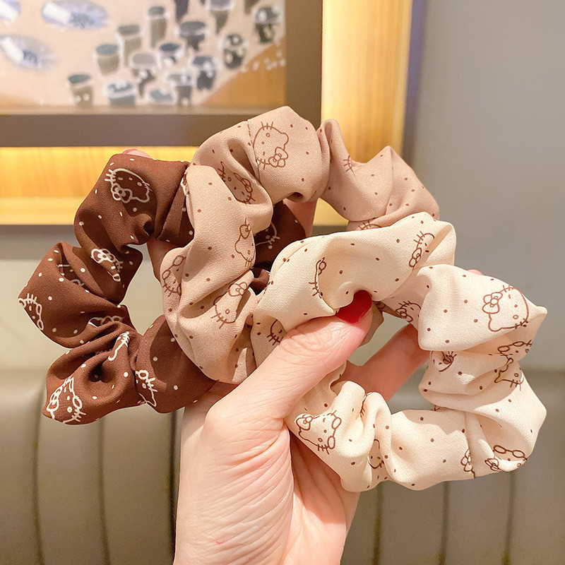 La modă, culoarea ceaiului cu lapte de lux, ușoară, bucle mari de păr pentru doamnă, velur, legături de păr elastice, accesorii de păr pentru femei