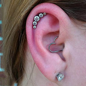 G23 Σκουλαρίκια αυτιών τιτανίου Σκουλαρίκια χόνδρου 5 CZ Stone Labret Ring Stud Helix Cartilage Piercing Labret Lip Stud Piercing Κοσμήματα