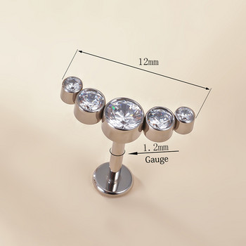 G23 Титаниеви шипове за уши Хрущялни обеци 5 CZ камък Лабрет пръстен Шпил Спирала Пиърсинг на хрущял Лабрет Пиърсинг за устни Бижута