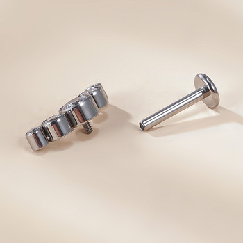 G23 Σκουλαρίκια αυτιών τιτανίου Σκουλαρίκια χόνδρου 5 CZ Stone Labret Ring Stud Helix Cartilage Piercing Labret Lip Stud Piercing Κοσμήματα