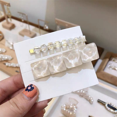 Set de agrafe de păr geometrice din acetat în formă de inimă pentru femei Agrafe de păr pentru accesorii de păr Fete Paiete Barette de păr cu picătură de apă