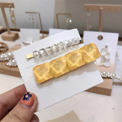 Set de agrafe de păr geometrice din acetat în formă de inimă pentru femei Agrafe de păr pentru accesorii de păr Fete Paiete Barette de păr cu picătură de apă