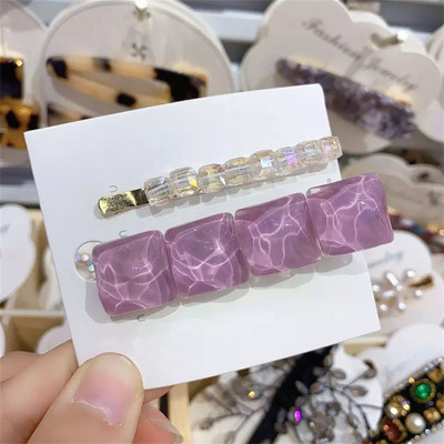 Set de agrafe de păr geometrice din acetat în formă de inimă pentru femei Agrafe de păr pentru accesorii de păr Fete Paiete Barette de păr cu picătură de apă