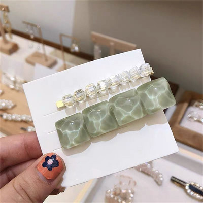 Set de agrafe de păr geometrice din acetat în formă de inimă pentru femei Agrafe de păr pentru accesorii de păr Fete Paiete Barette de păr cu picătură de apă