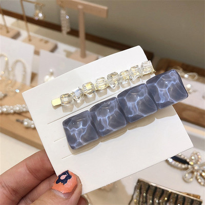 Set de agrafe de păr geometrice din acetat în formă de inimă pentru femei Agrafe de păr pentru accesorii de păr Fete Paiete Barette de păr cu picătură de apă