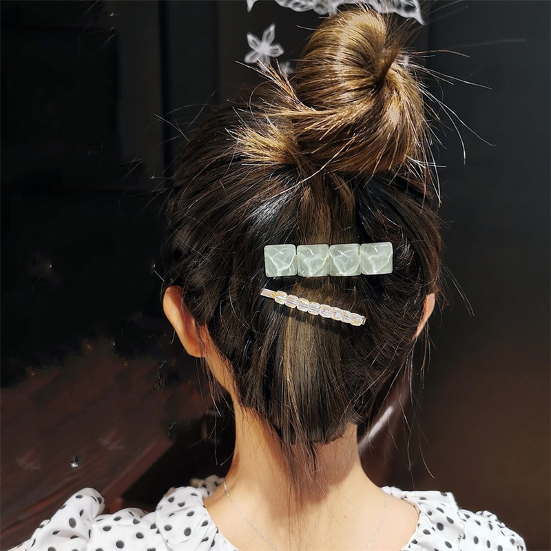 Set de agrafe de păr geometrice din acetat în formă de inimă pentru femei Agrafe de păr pentru accesorii de păr Fete Paiete Barette de păr cu picătură de apă