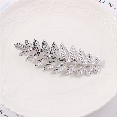 Agrafă de păr cu frunze de metal de culoare argintie nouă, de culoare auriu, agrafă de păr pentru fete, flori, pieptene de păr cu strasuri, accesorii pentru femei