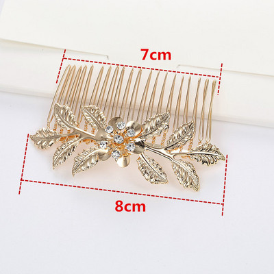 Agrafă de păr cu frunze de metal de culoare argintie nouă, de culoare auriu, agrafă de păr pentru fete, flori, pieptene de păr cu strasuri, accesorii pentru femei
