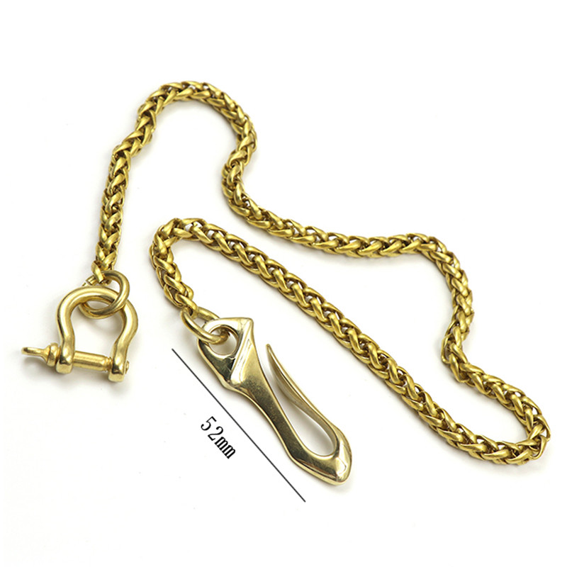 Lanț lung din alamă pentru bărbați, curea pentru pantaloni, agățători pentru talie, brelocuri, cupru, cu craniu, catarame, inele pentru pantaloni, lanțuri, cârlige cu cap de dragon