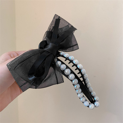 Agrafă de păr cu perle de flori doamnă fată Drăguț Fundă Agrafe de păr din dantelă de flori Agrafă de păr prinde partea din spate a capului clemă de ciocoș de rață