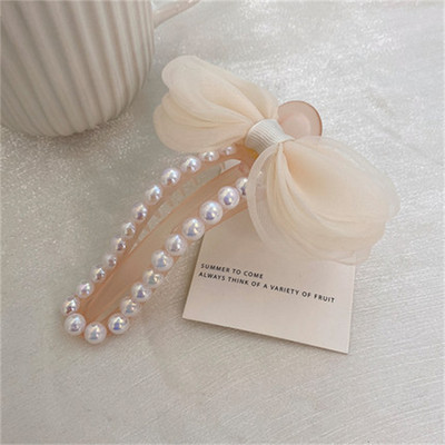 Agrafă de păr cu perle de flori doamnă fată Drăguț Fundă Agrafe de păr din dantelă de flori Agrafă de păr prinde partea din spate a capului clemă de ciocoș de rață