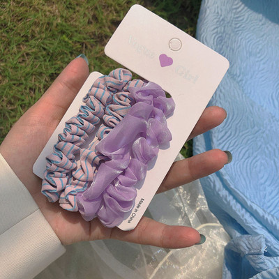 4/Set de frânghie de păr pentru fete coreene, drăguț, simplu, lat, bandă elastică de cauciuc, coadă de cal, accesorii de păr la modă pentru femei