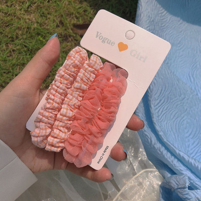 4/Set de frânghie de păr pentru fete coreene, drăguț, simplu, lat, bandă elastică de cauciuc, coadă de cal, accesorii de păr la modă pentru femei