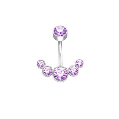 14G Inele de buric suspendate pentru femei, fete, oțel chirurgical 316L, bară curbată pentru buric, 5 cristale, bijuterii pentru corp, piercing Ombligo