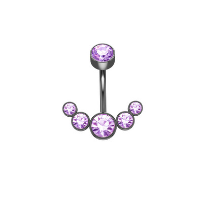 14G Inele de buric suspendate pentru femei, fete, oțel chirurgical 316L, bară curbată pentru buric, 5 cristale, bijuterii pentru corp, piercing Ombligo