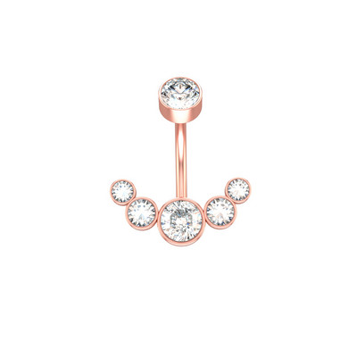 14G Inele de buric suspendate pentru femei, fete, oțel chirurgical 316L, bară curbată pentru buric, 5 cristale, bijuterii pentru corp, piercing Ombligo