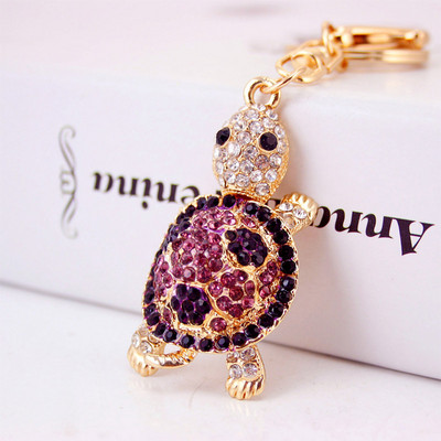 Kūrybingas mielas kalnų krištolinis raktų pakabukas jūrinės serijos mažas vėžlys automobilio raktų pakabukas moteriškas rankinės aksesuaras raktų pakabukas gyvūninis metalinis pakabukas