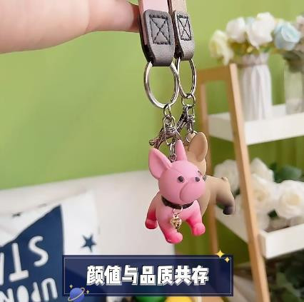 Breloc drăguț de câine francez punk, păpușă buldog din desene animate, pandantiv breloc geantă, accesorii pentru cuplu, bijuterii pentru bărbați, cadou